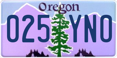 OR license plate 025YNO