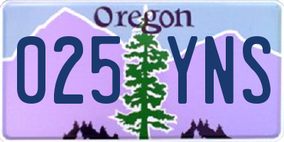OR license plate 025YNS