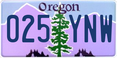 OR license plate 025YNW