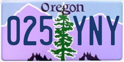 OR license plate 025YNY