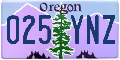 OR license plate 025YNZ