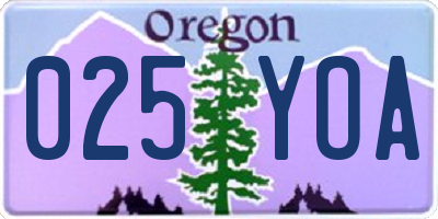 OR license plate 025YOA