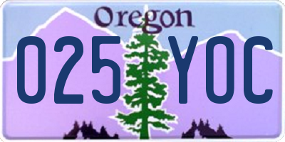 OR license plate 025YOC