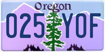 OR license plate 025YOF