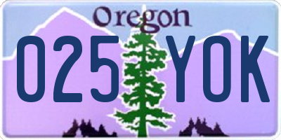 OR license plate 025YOK