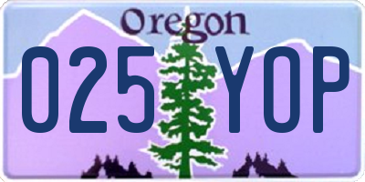 OR license plate 025YOP