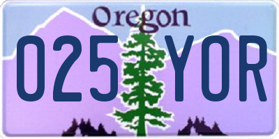 OR license plate 025YOR