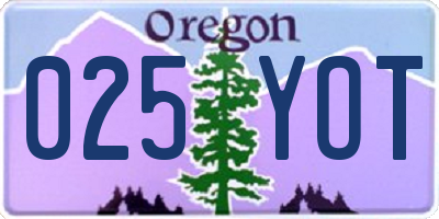 OR license plate 025YOT