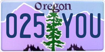 OR license plate 025YOU