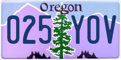 OR license plate 025YOV