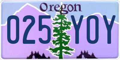 OR license plate 025YOY
