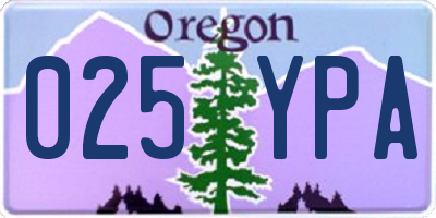 OR license plate 025YPA