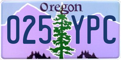 OR license plate 025YPC