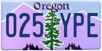 OR license plate 025YPE