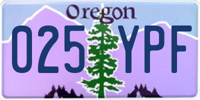 OR license plate 025YPF