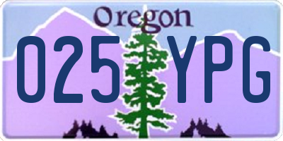 OR license plate 025YPG