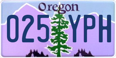 OR license plate 025YPH