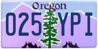 OR license plate 025YPI