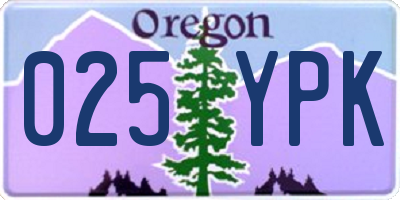 OR license plate 025YPK