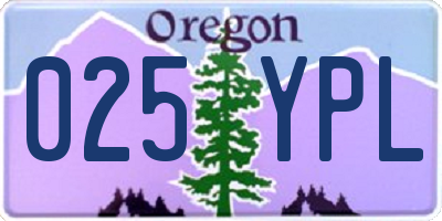 OR license plate 025YPL