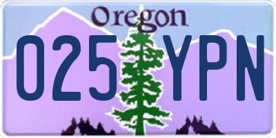 OR license plate 025YPN