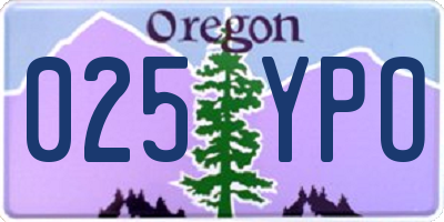 OR license plate 025YPO