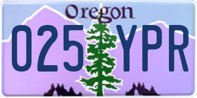 OR license plate 025YPR