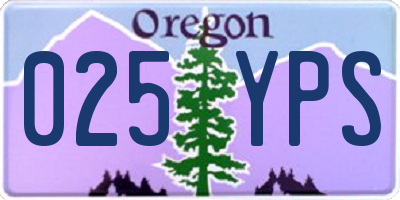 OR license plate 025YPS