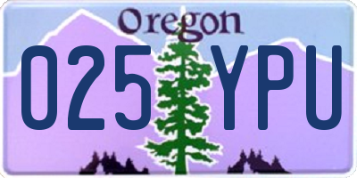 OR license plate 025YPU