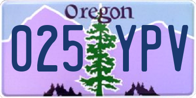 OR license plate 025YPV