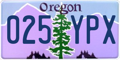 OR license plate 025YPX