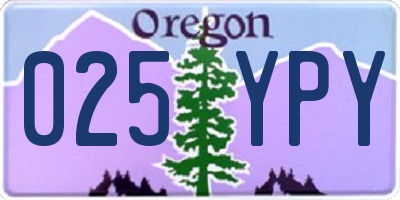 OR license plate 025YPY