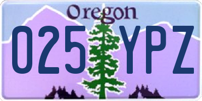 OR license plate 025YPZ