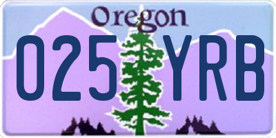 OR license plate 025YRB