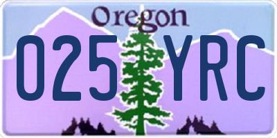 OR license plate 025YRC