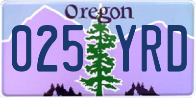 OR license plate 025YRD