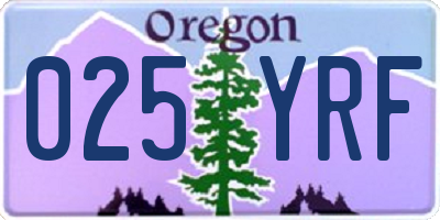 OR license plate 025YRF