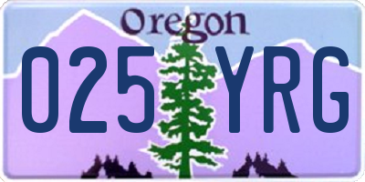 OR license plate 025YRG