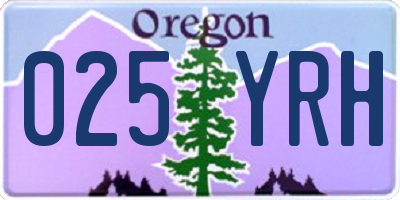 OR license plate 025YRH