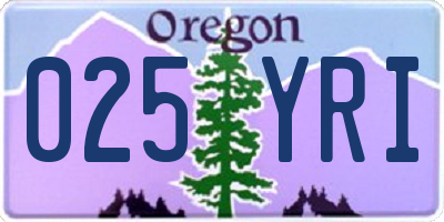 OR license plate 025YRI