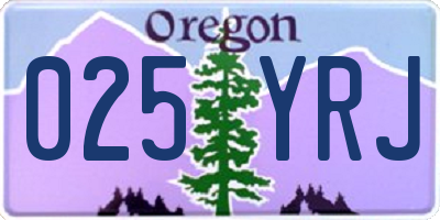 OR license plate 025YRJ
