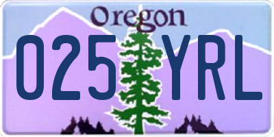 OR license plate 025YRL