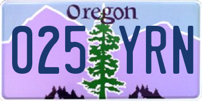 OR license plate 025YRN