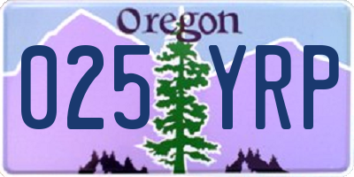 OR license plate 025YRP