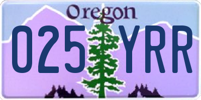 OR license plate 025YRR