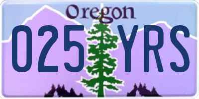 OR license plate 025YRS