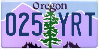 OR license plate 025YRT