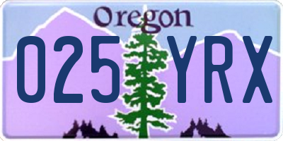 OR license plate 025YRX