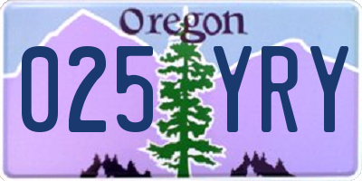 OR license plate 025YRY