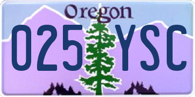 OR license plate 025YSC